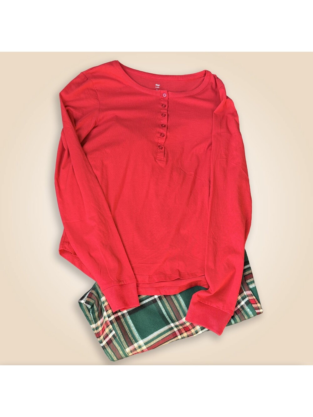 dip Sleep Red Long Sleeve Pajama Set, Size M